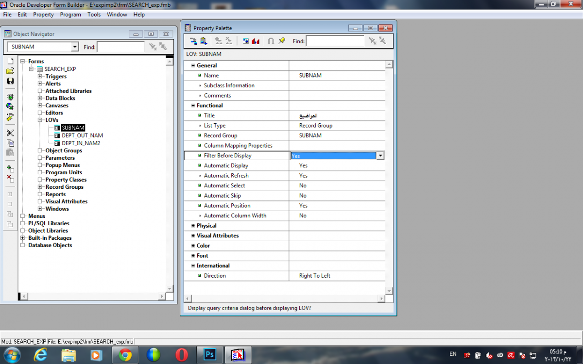 مشكلة فى استخدام قائمة القيم Lov