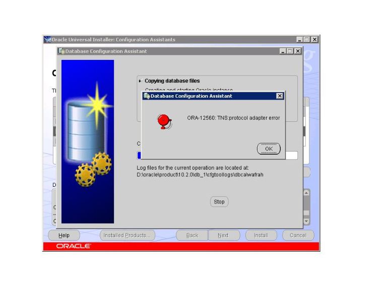 مشكلة في تنصيب اوراكل 10G على Windows Server 2008