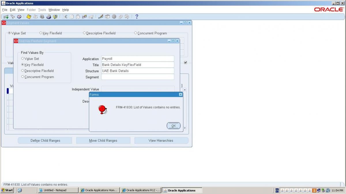 مشكلة عند عمل Setup For Payroll