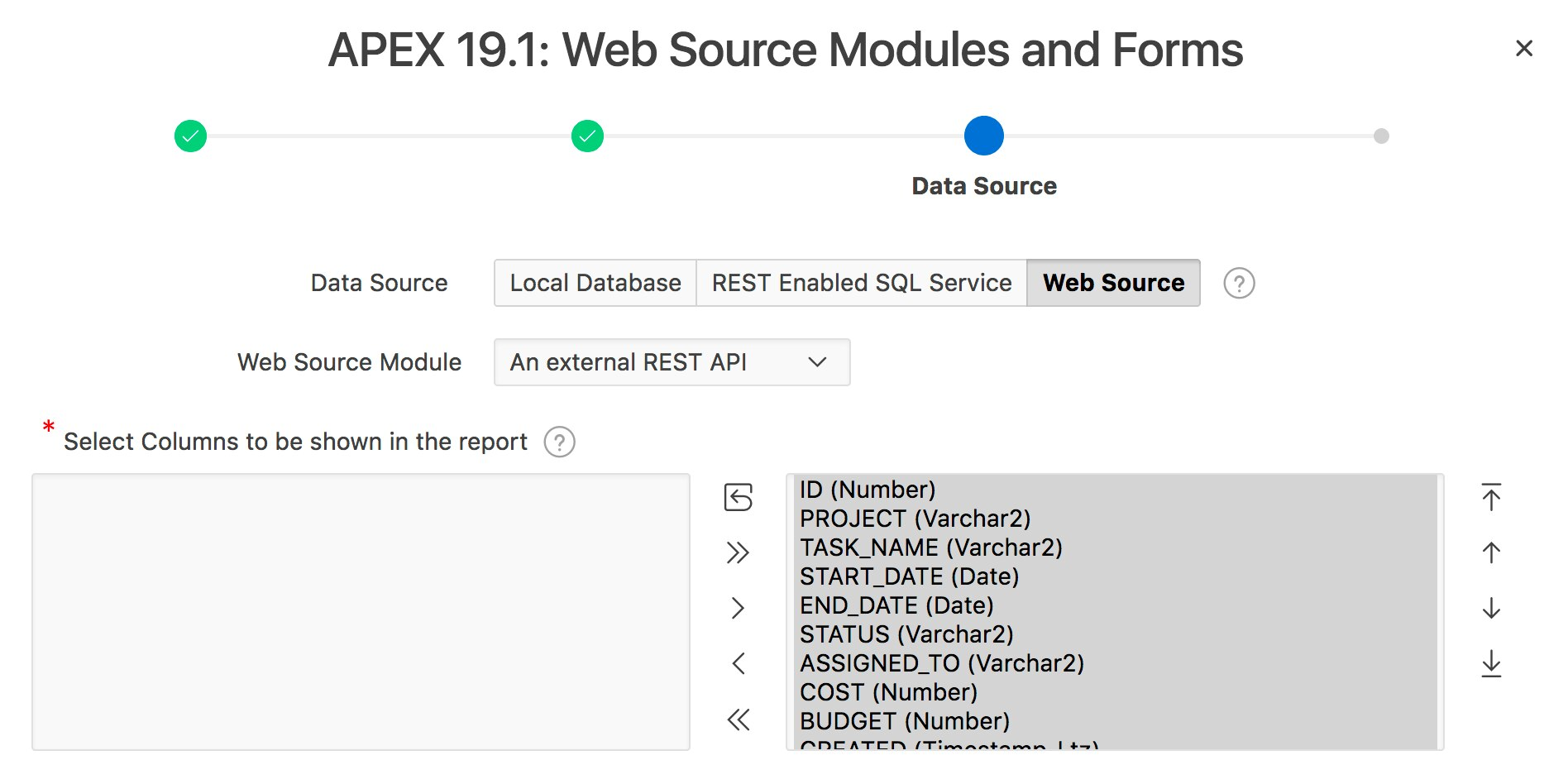 (0009) : (هل تعلم أنه) : بداية من APEX 19.1 فإن بامكانك انشاء Forms , Charts و Reports بناء على REST Services بدون coding !
